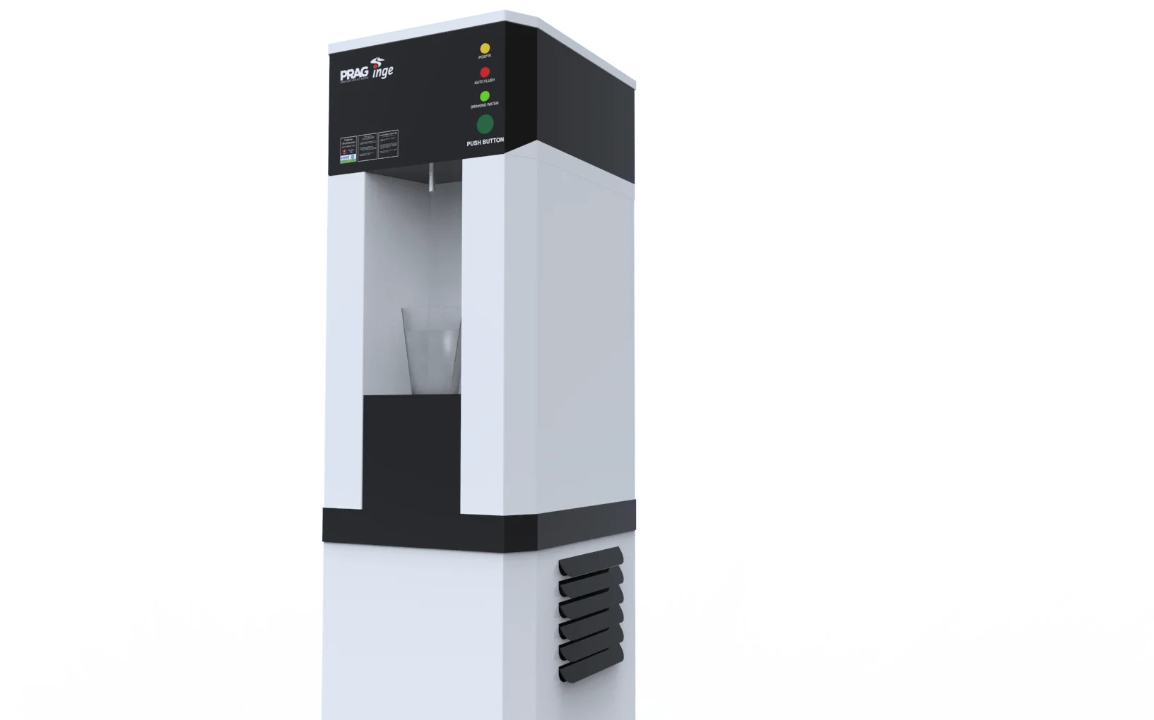 Three-quarter product render showing the Articove control panel and side profile.
