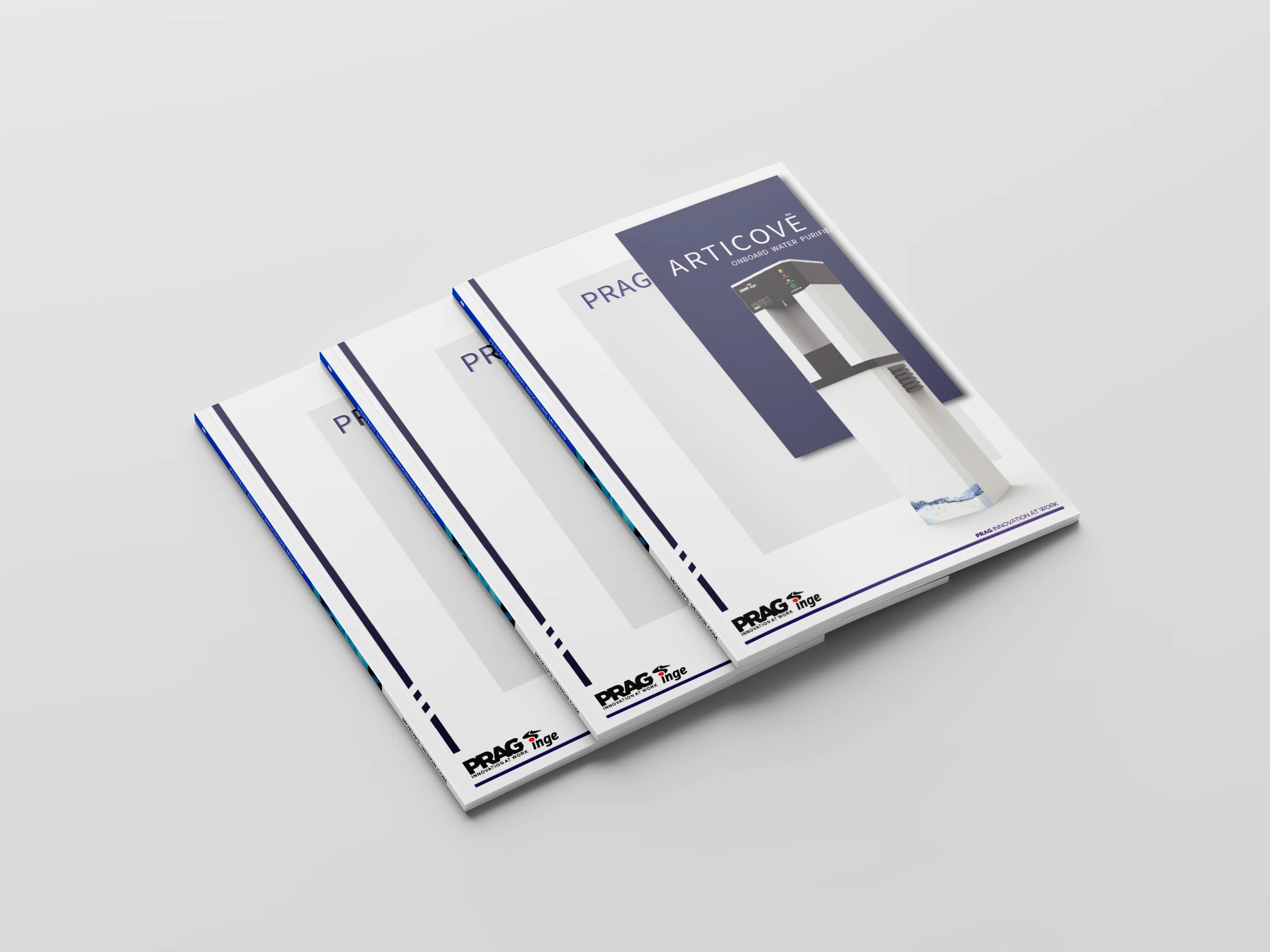 Printed Articove brochure mockups showing the front-cover design.