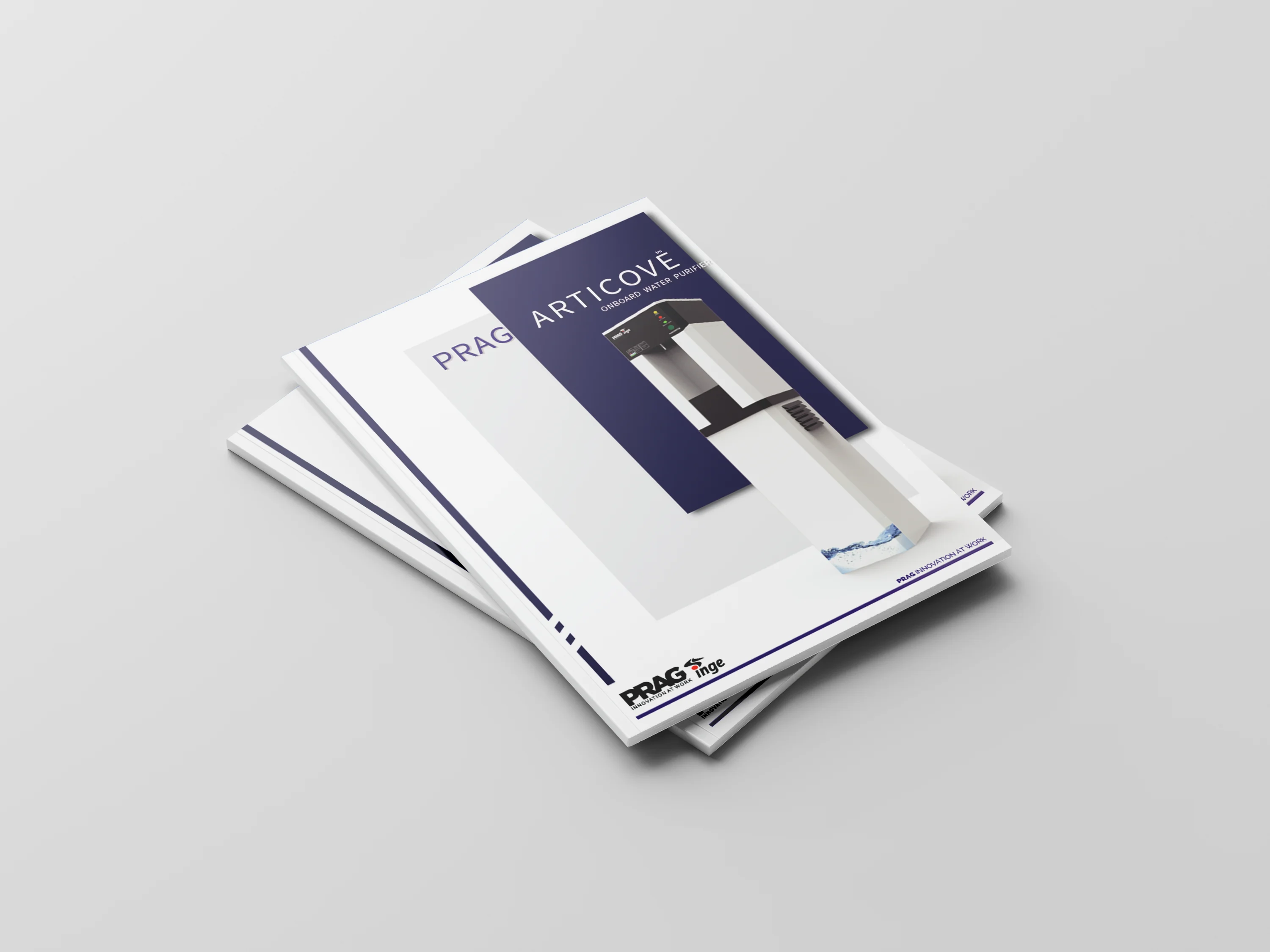 Stacked Articove brochure mockups showing the final cover design.
