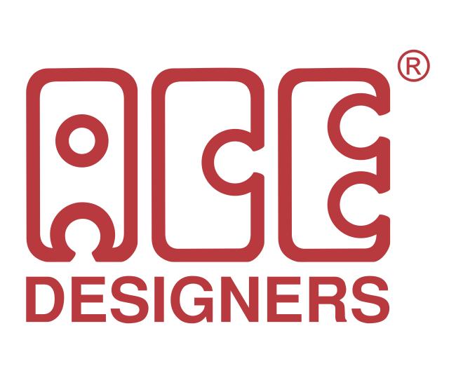 Ace Designers logo in red.
