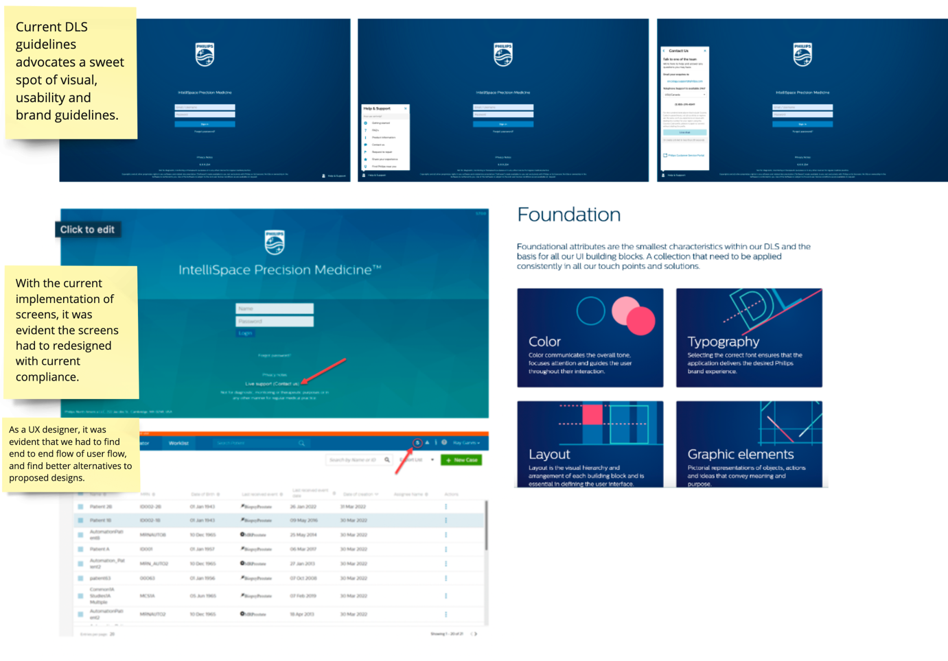 Review of the existing interface against current design-language foundations.