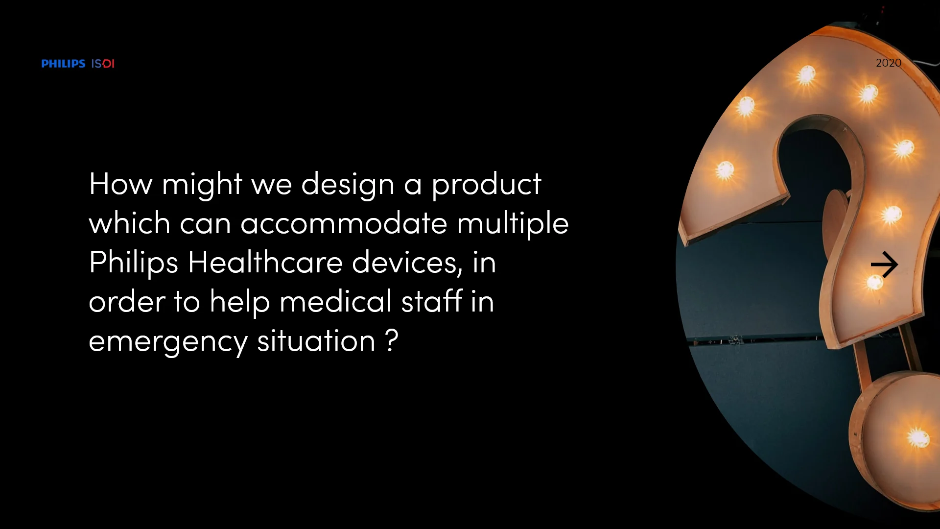 How-might-we statement introducing the multi-device emergency-care challenge.