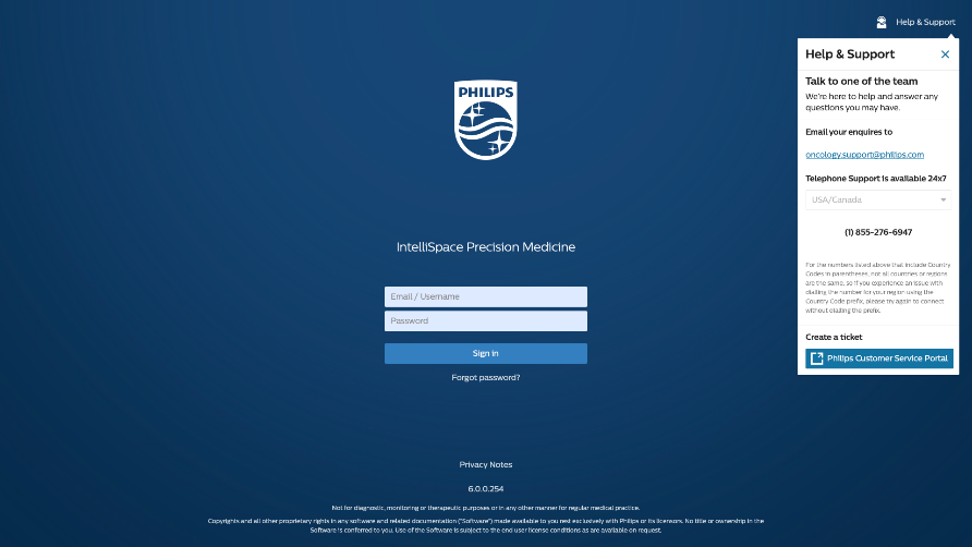 Implemented support panel available from the login experience.