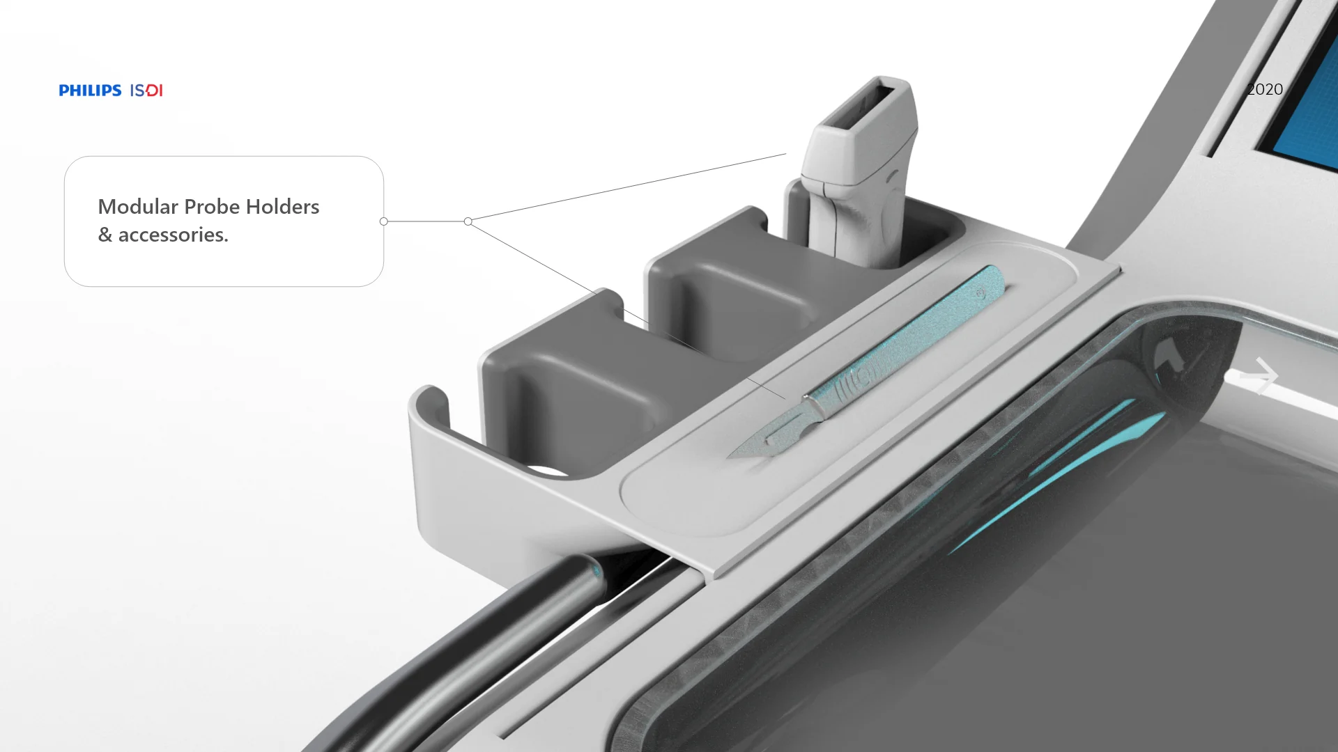 Modular probe holders and accessory compartments.